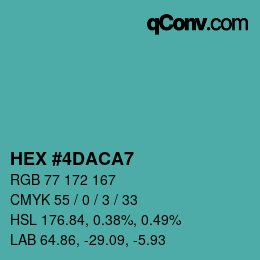カラーコード: HEX #4DACA7 | qconv.com