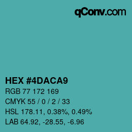 カラーコード: HEX #4DACA9 | qconv.com
