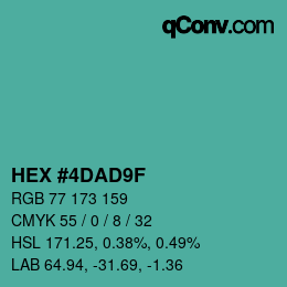 颜色代码: HEX #4DAD9F | qconv.com