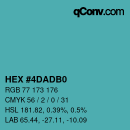 Color code: HEX #4DADB0 | qconv.com