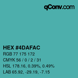 カラーコード: HEX #4DAFAC | qconv.com