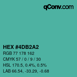 カラーコード: HEX #4DB2A2 | qconv.com