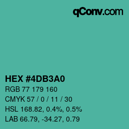 颜色代码: HEX #4DB3A0 | qconv.com