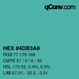 颜色代码: HEX #4DB3A8 | qconv.com