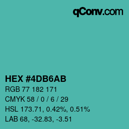 Color code: HEX #4DB6AB | qconv.com