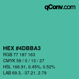 カラーコード: HEX #4DBBA3 | qconv.com