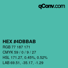 Color code: HEX #4DBBAB | qconv.com