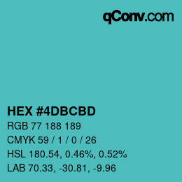 颜色代码: HEX #4DBCBD | qconv.com