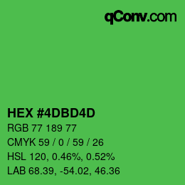 颜色代码: HEX #4DBD4D | qconv.com