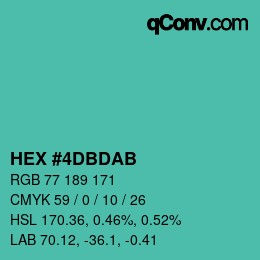 Color code: HEX #4DBDAB | qconv.com