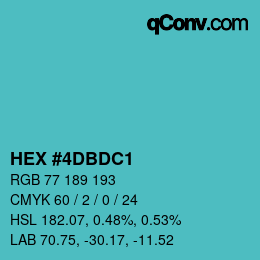カラーコード: HEX #4DBDC1 | qconv.com