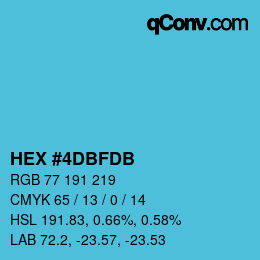 颜色代码: HEX #4DBFDB | qconv.com