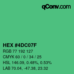 カラーコード: HEX #4DC07F | qconv.com