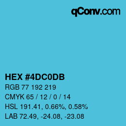 颜色代码: HEX #4DC0DB | qconv.com