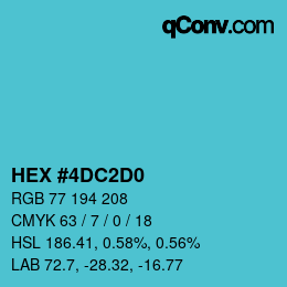 カラーコード: HEX #4DC2D0 | qconv.com