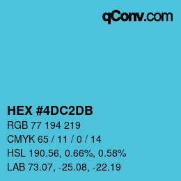 颜色代码: HEX #4DC2DB | qconv.com