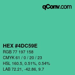 Color code: HEX #4DC59E | qconv.com