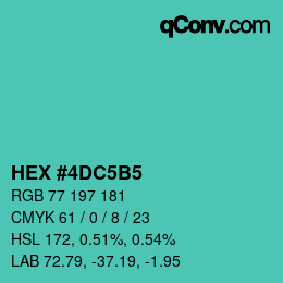 Color code: HEX #4DC5B5 | qconv.com