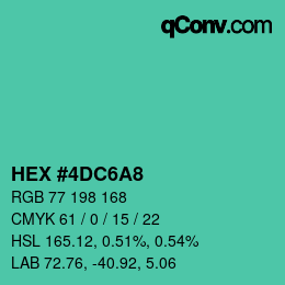 颜色代码: HEX #4DC6A8 | qconv.com