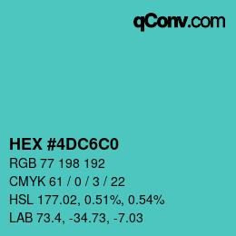 Color code: HEX #4DC6C0 | qconv.com