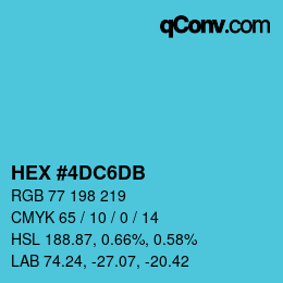 颜色代码: HEX #4DC6DB | qconv.com