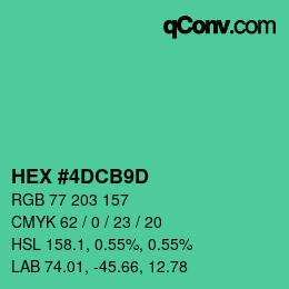 Color code: HEX #4DCB9D | qconv.com