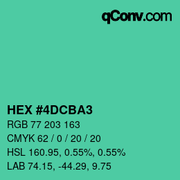 颜色代码: HEX #4DCBA3 | qconv.com