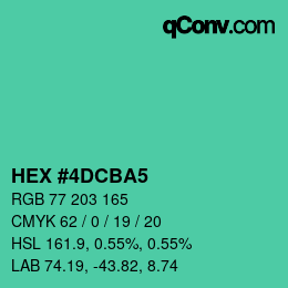 カラーコード: HEX #4DCBA5 | qconv.com