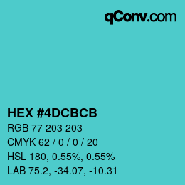 Color code: HEX #4DCBCB | qconv.com