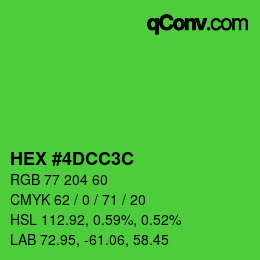 Farbcode: HEX #4DCC3C | qconv.com