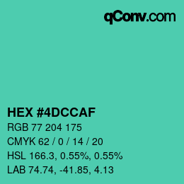 颜色代码: HEX #4DCCAF | qconv.com