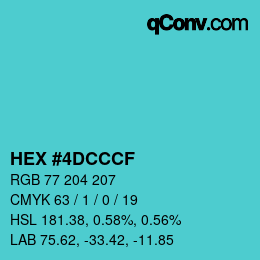 Color code: HEX #4DCCCF | qconv.com