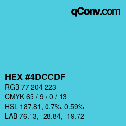 カラーコード: HEX #4DCCDF | qconv.com