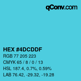 Color code: HEX #4DCDDF | qconv.com