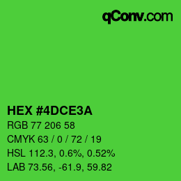 カラーコード: HEX #4DCE3A | qconv.com