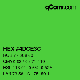 颜色代码: HEX #4DCE3C | qconv.com