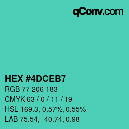 Color code: HEX #4DCEB7 | qconv.com