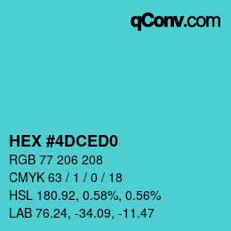 カラーコード: HEX #4DCED0 | qconv.com