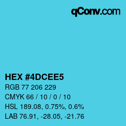 颜色代码: HEX #4DCEE5 | qconv.com