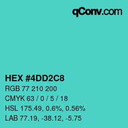颜色代码: HEX #4DD2C8 | qconv.com