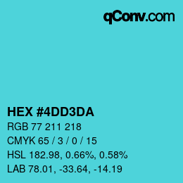 カラーコード: HEX #4DD3DA | qconv.com