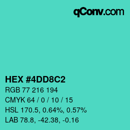 カラーコード: HEX #4DD8C2 | qconv.com
