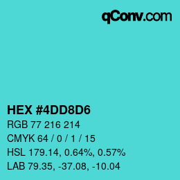 Color code: HEX #4DD8D6 | qconv.com