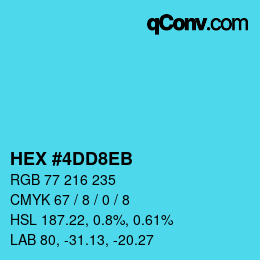 颜色代码: HEX #4DD8EB | qconv.com