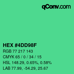 Color code: HEX #4DD98F | qconv.com