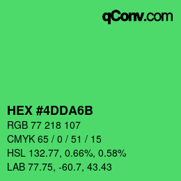 Color code: HEX #4DDA6B | qconv.com