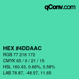カラーコード: HEX #4DDAAC | qconv.com