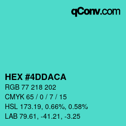 カラーコード: HEX #4DDACA | qconv.com