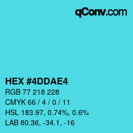 カラーコード: HEX #4DDAE4 | qconv.com