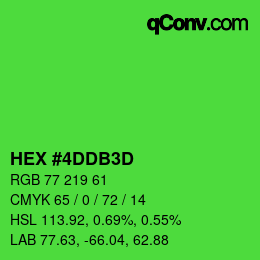 カラーコード: HEX #4DDB3D | qconv.com